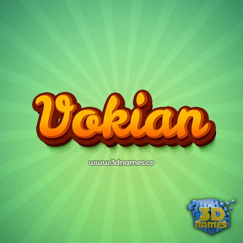 vokian in Green Rays style - 3D name wallpaper