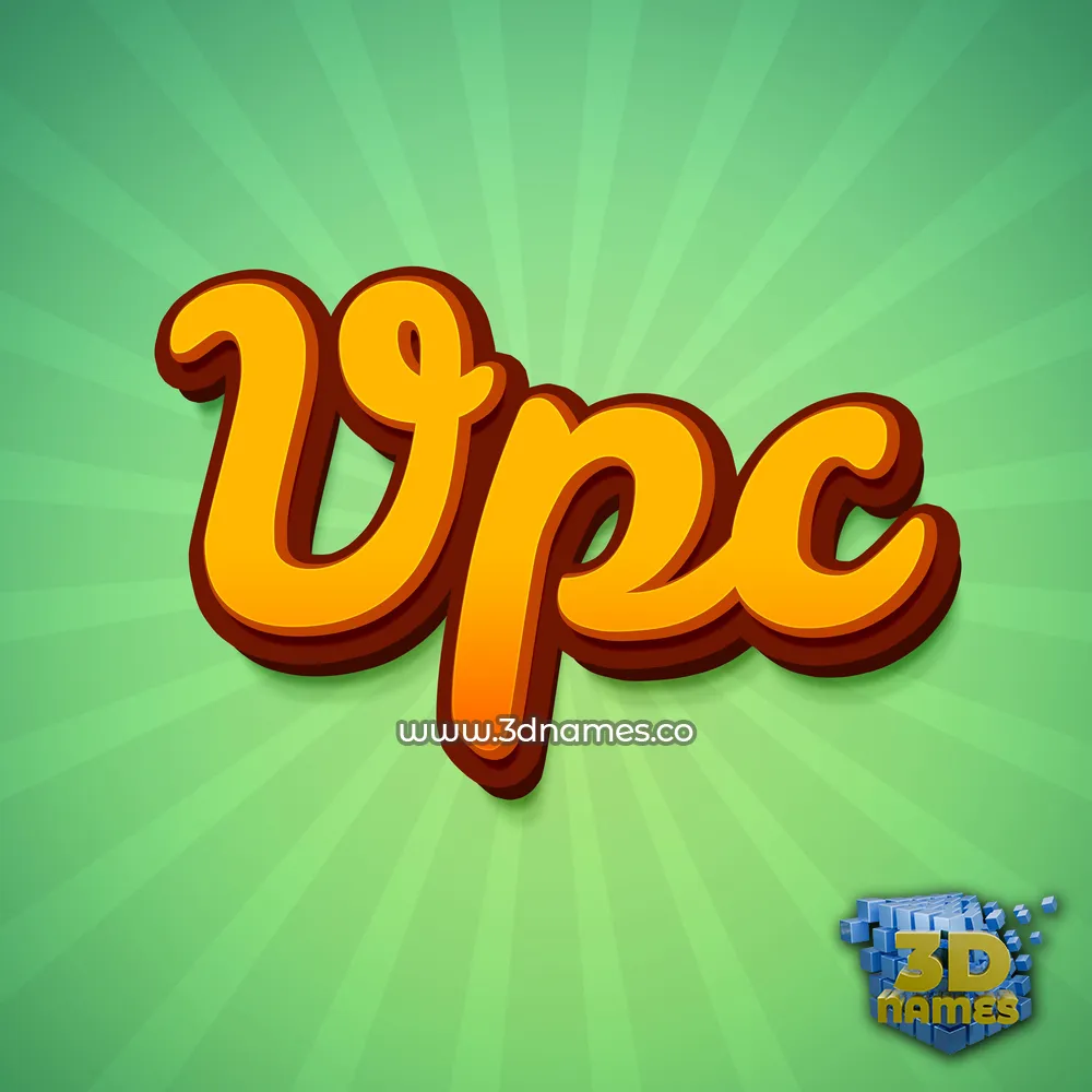 vpc in Green Rays style - 3D name wallpaper