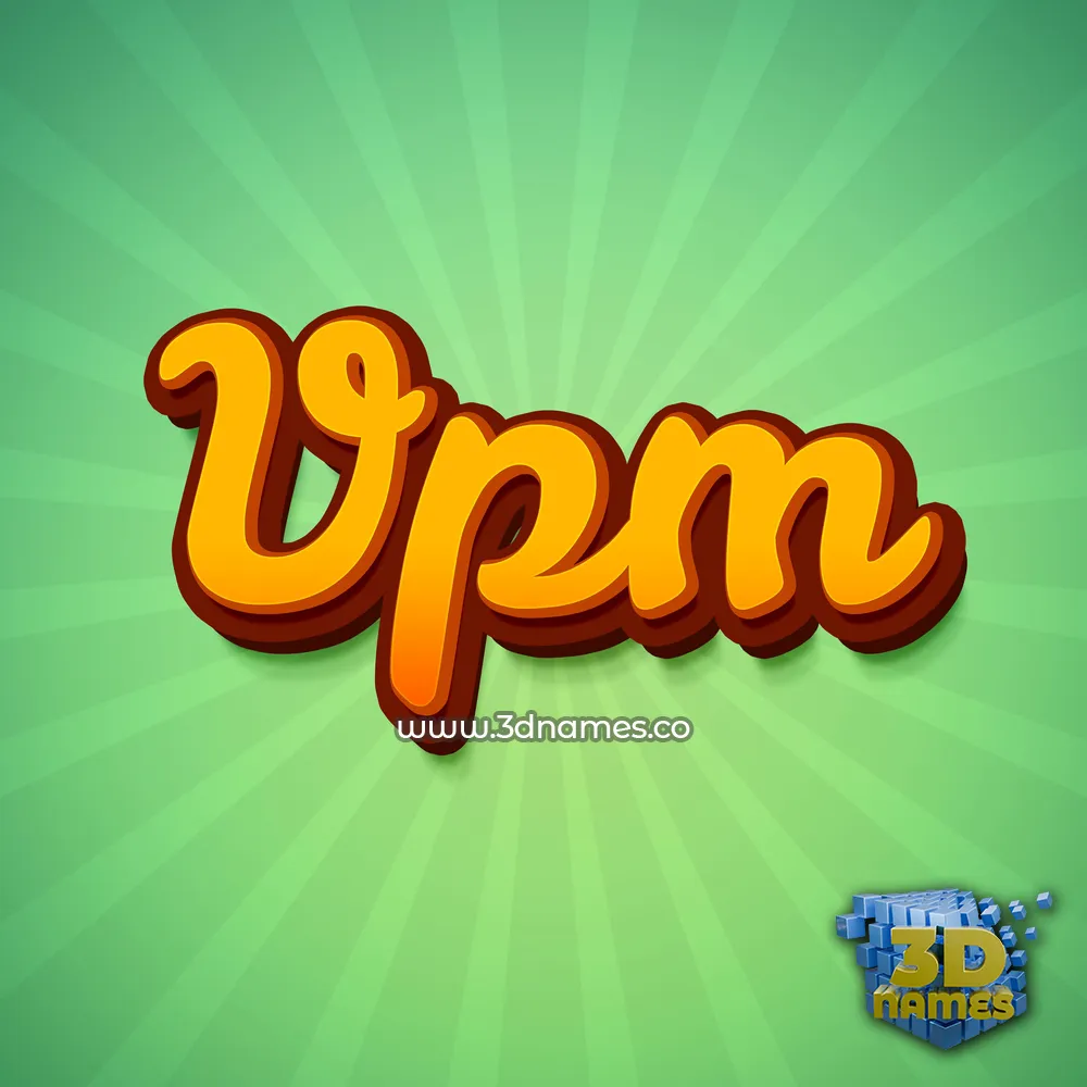 vpm in Green Rays style - 3D name wallpaper