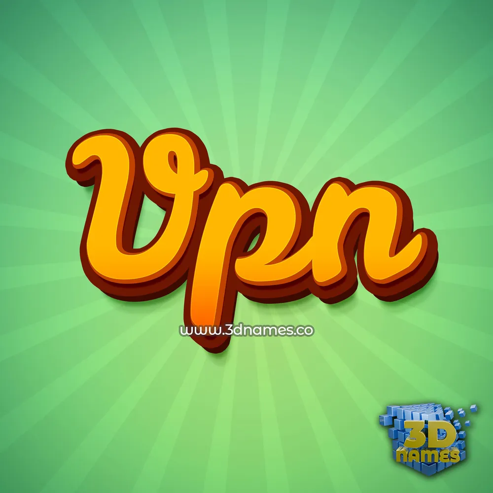 vpn in Green Rays style - 3D name wallpaper