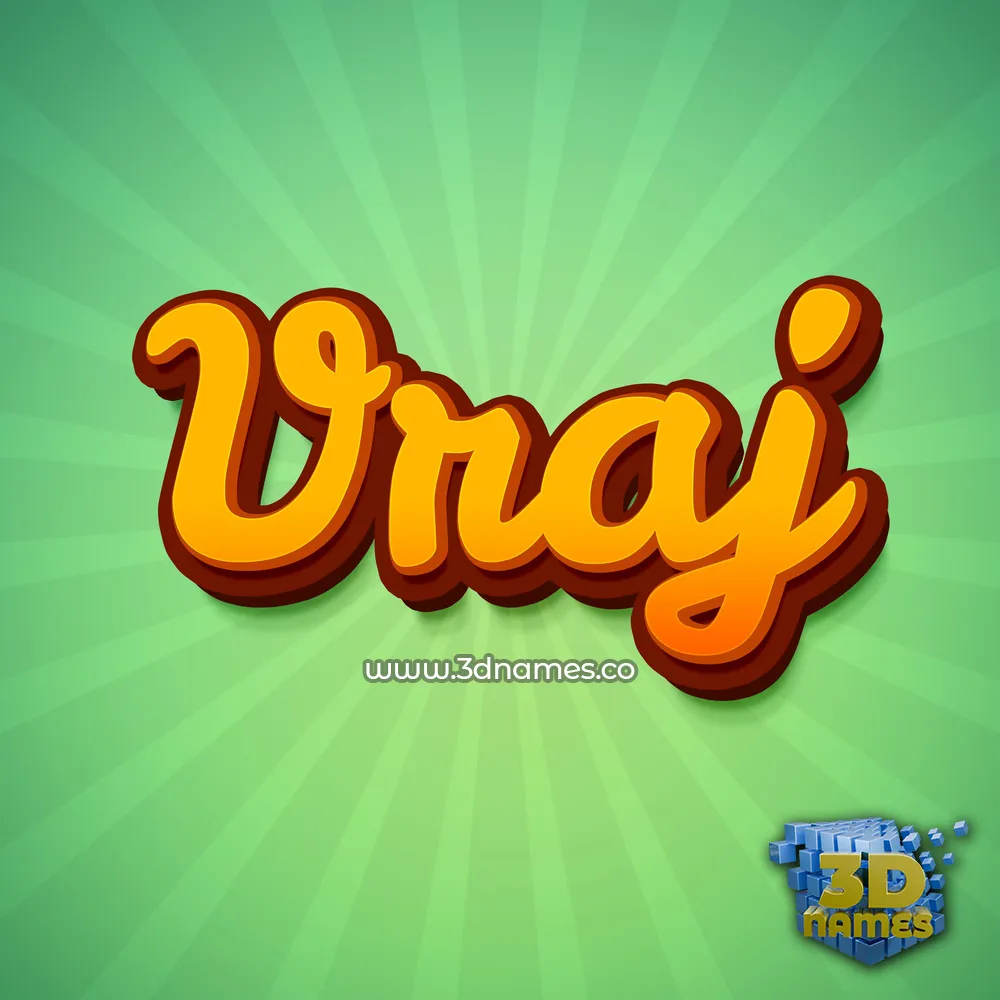 vraj in Green Rays style - 3D name wallpaper
