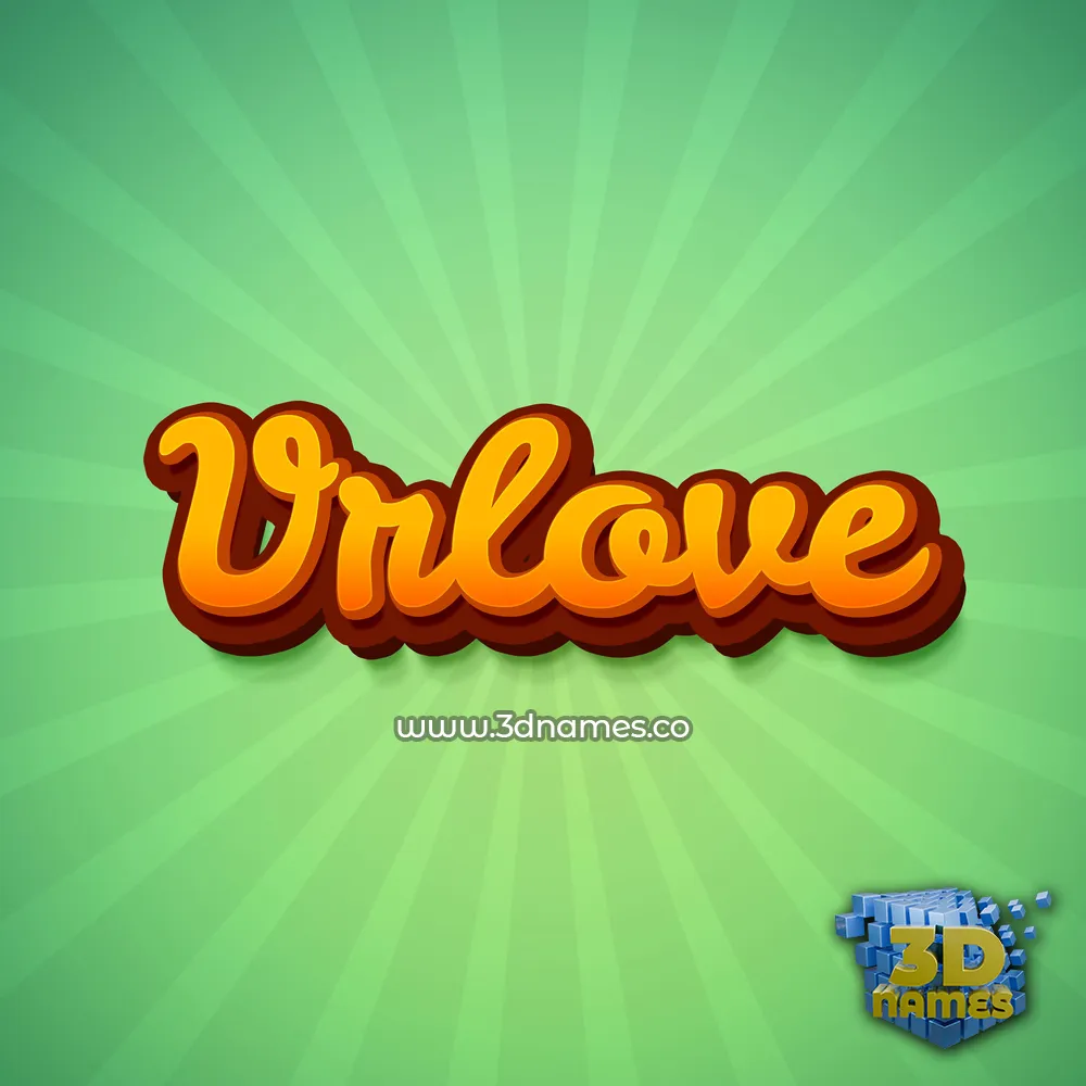 vrlove in Green Rays style - 3D name wallpaper