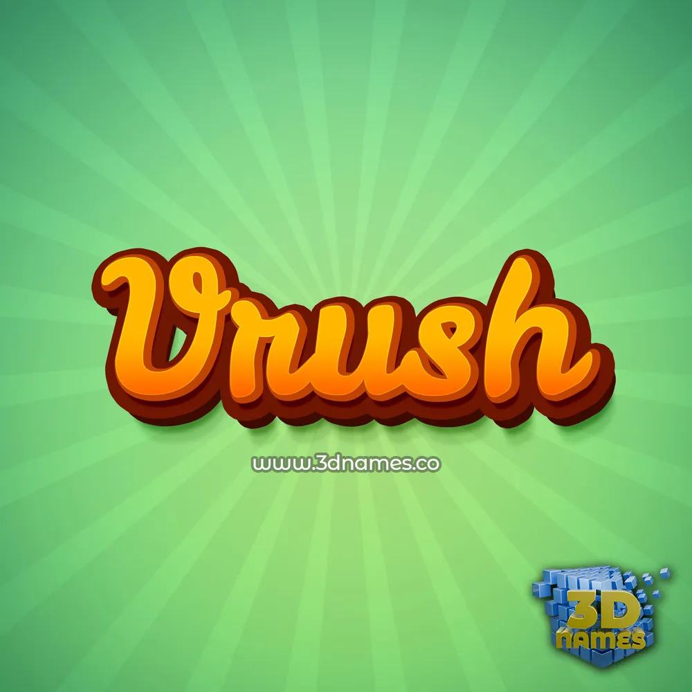 vrush in Green Rays style - 3D name wallpaper