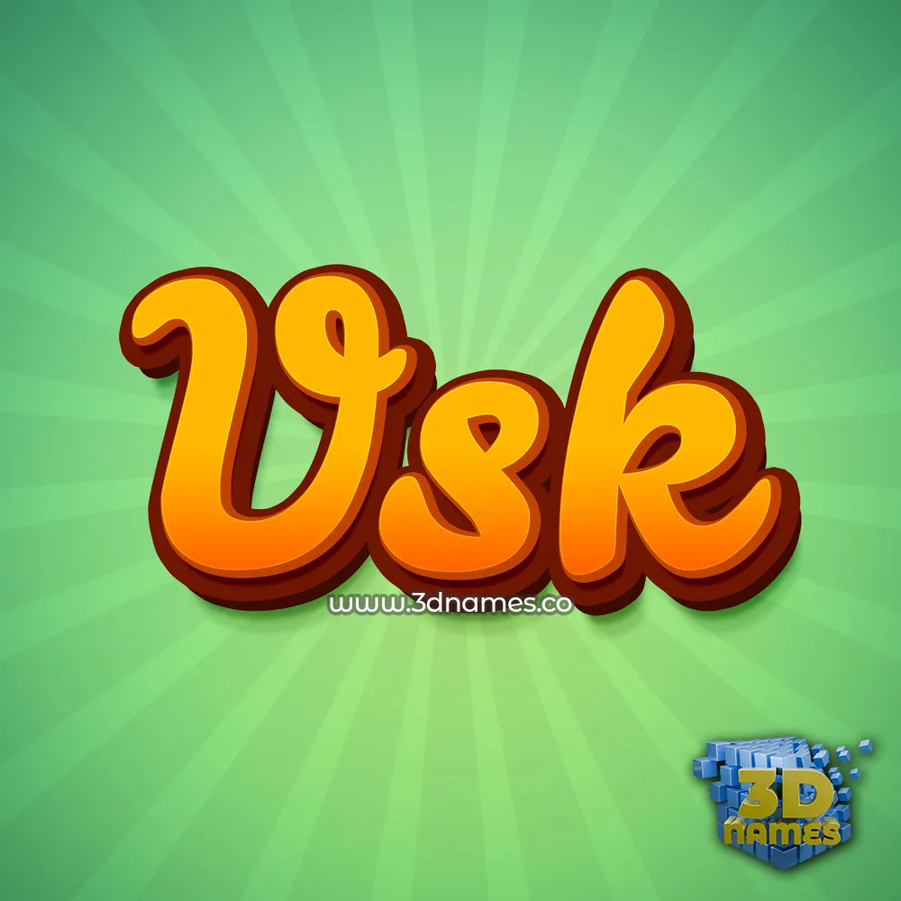 vsk in Green Rays style - 3D name wallpaper