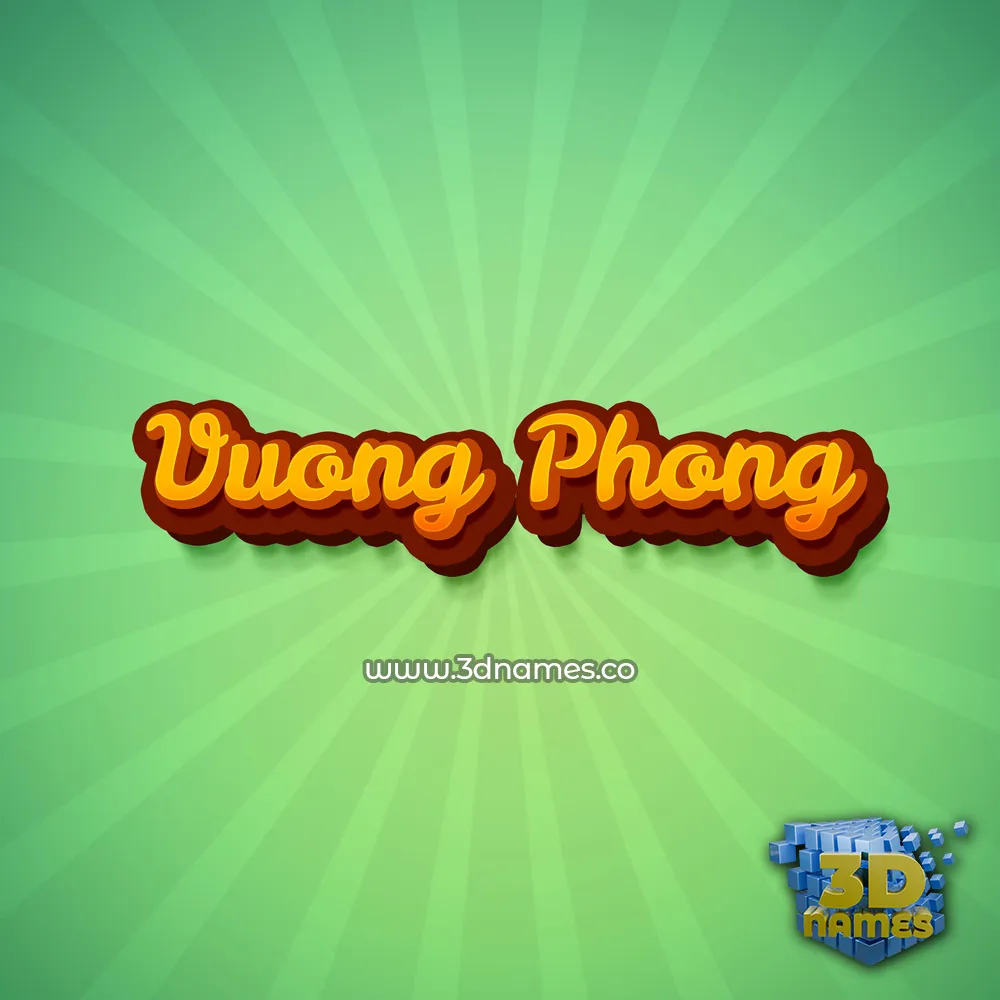 vuong phong in Green Rays style - 3D name wallpaper
