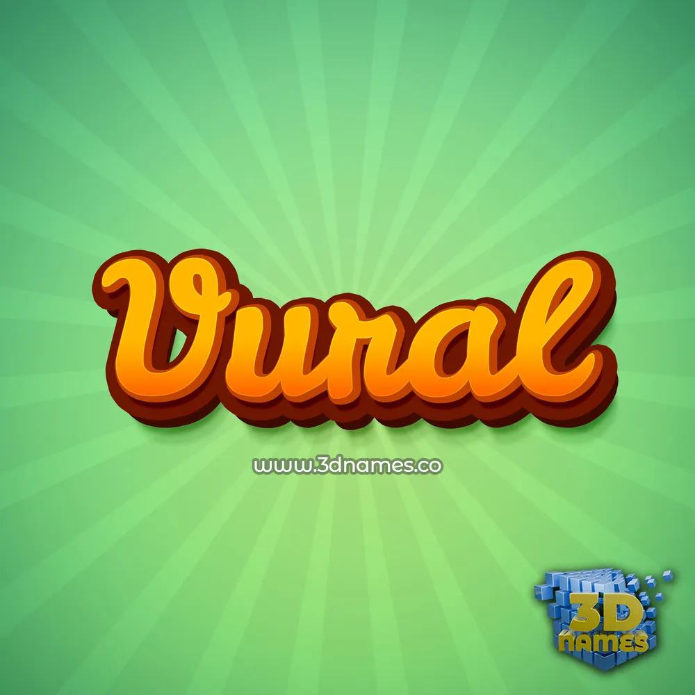 vural in Green Rays style - 3D name wallpaper