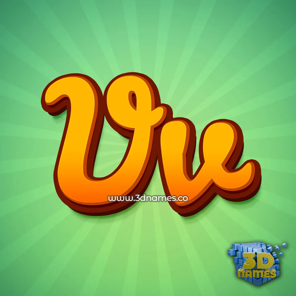 vv in Green Rays style - 3D name wallpaper