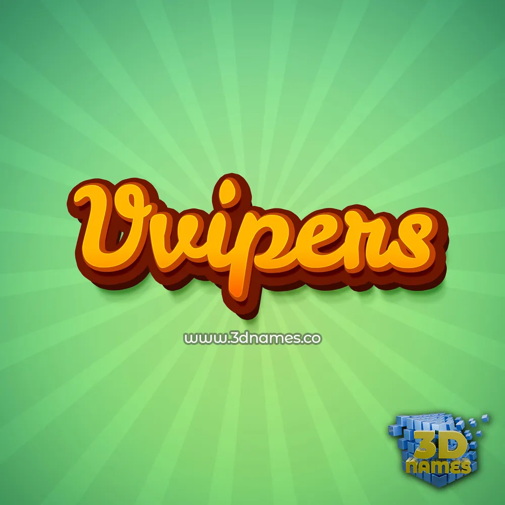 vvipers in Green Rays style - 3D name wallpaper