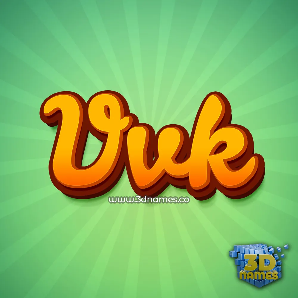 vvk in Green Rays style - 3D name wallpaper