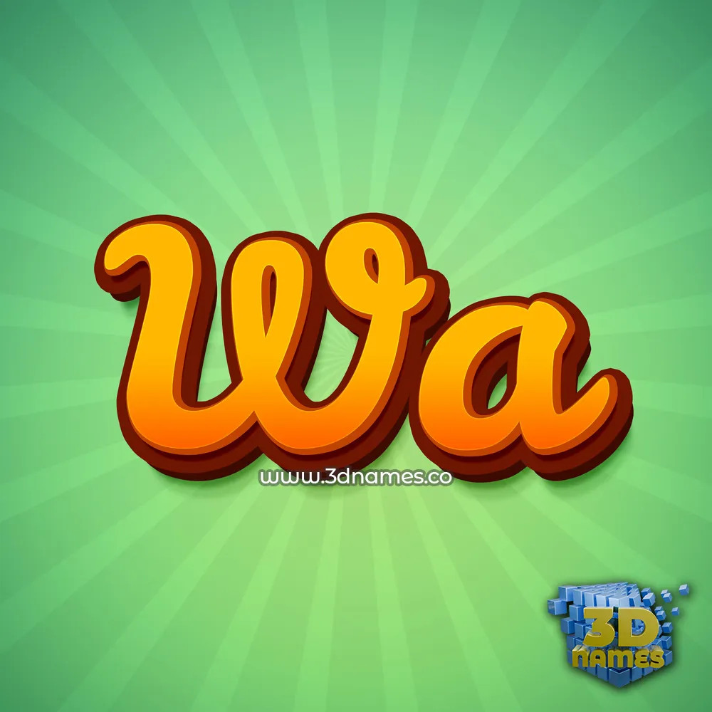 wa in Green Rays style - 3D name wallpaper