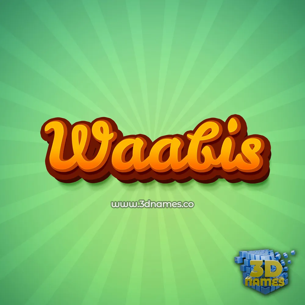 waabis in Green Rays style - 3D name wallpaper