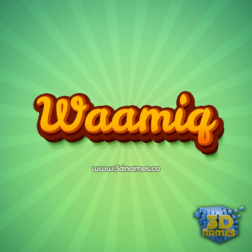 waamiq in Green Rays style - 3D name wallpaper