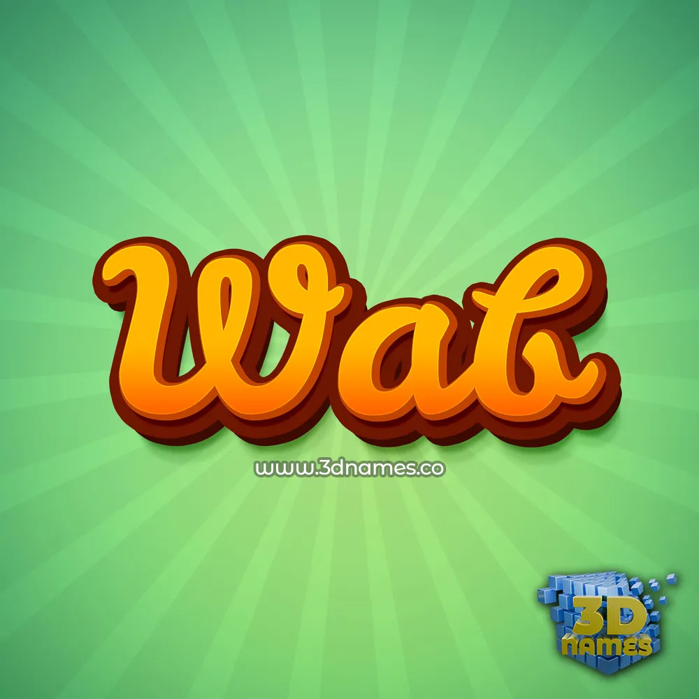 wab in Green Rays style - 3D name wallpaper