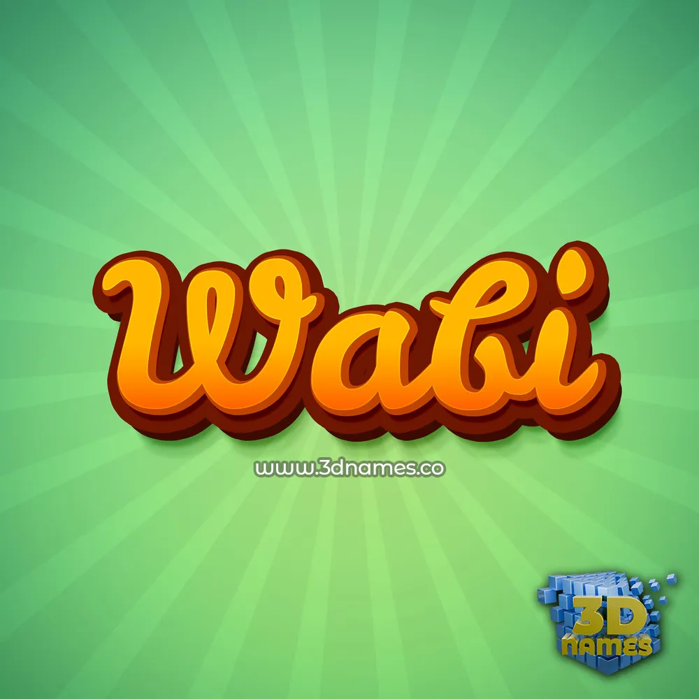 wabi in Green Rays style - 3D name wallpaper