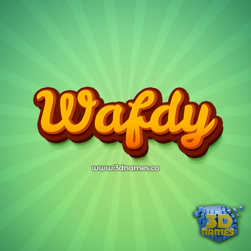 wafdy in Green Rays style - 3D name wallpaper