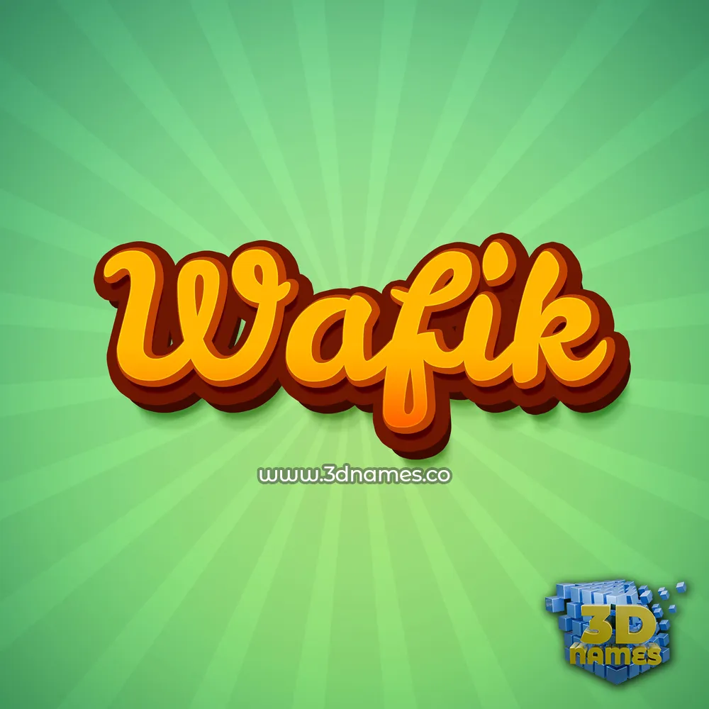 wafik in Green Rays style - 3D name wallpaper