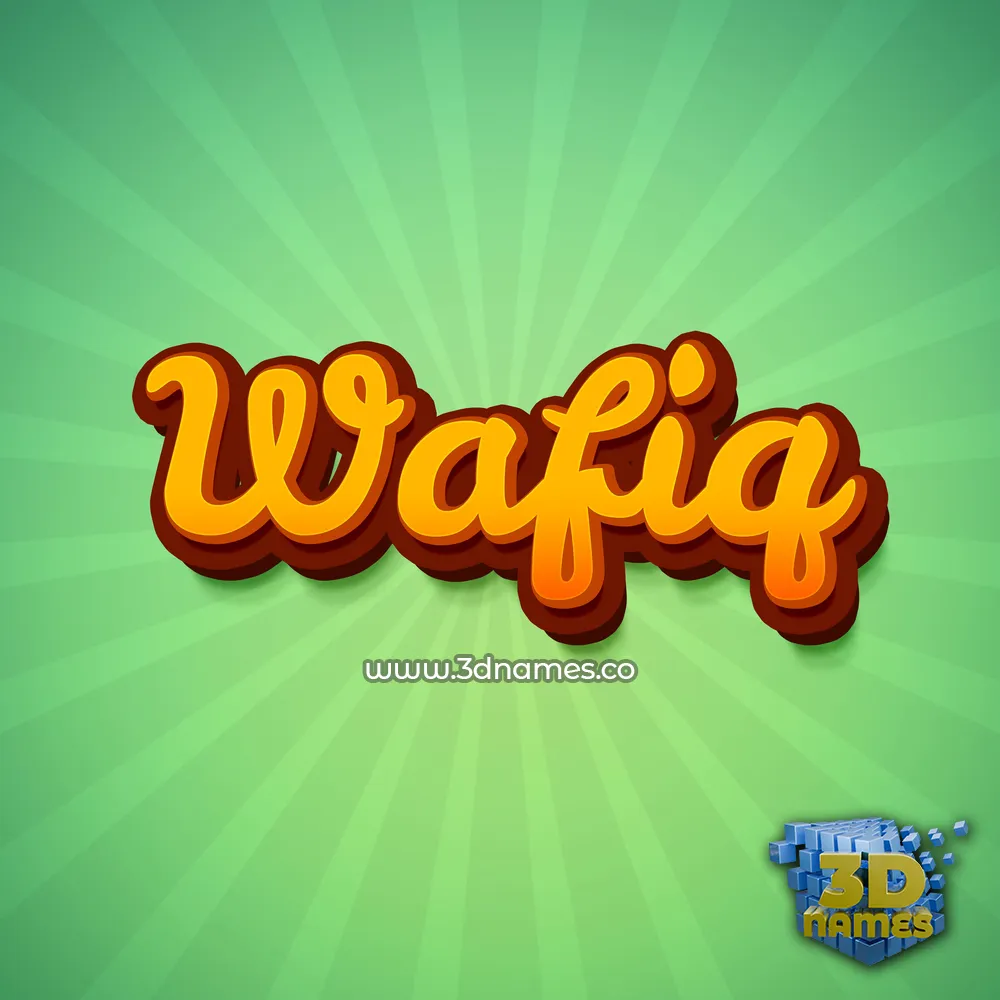 wafiq in Green Rays style - 3D name wallpaper