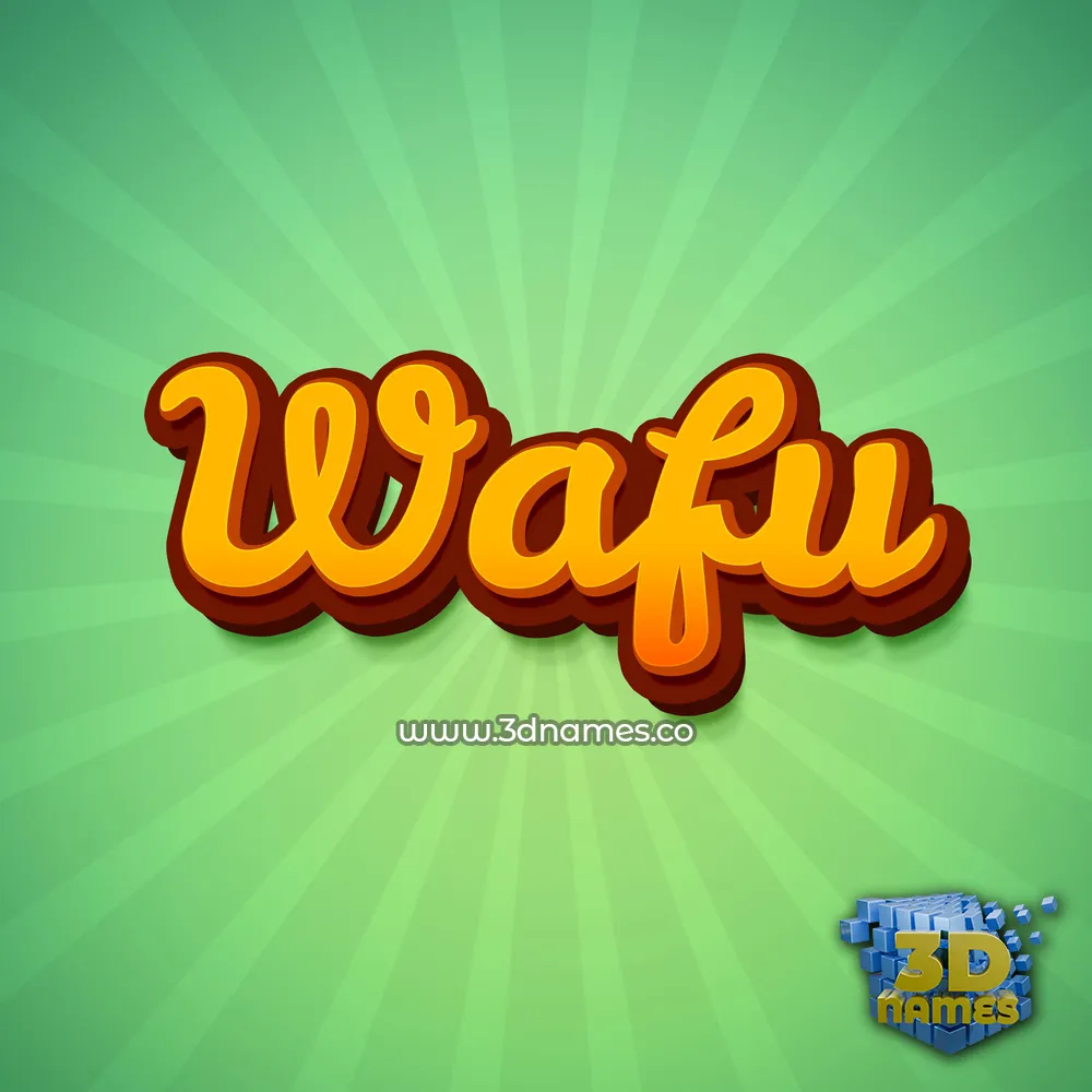 wafu in Green Rays style - 3D name wallpaper