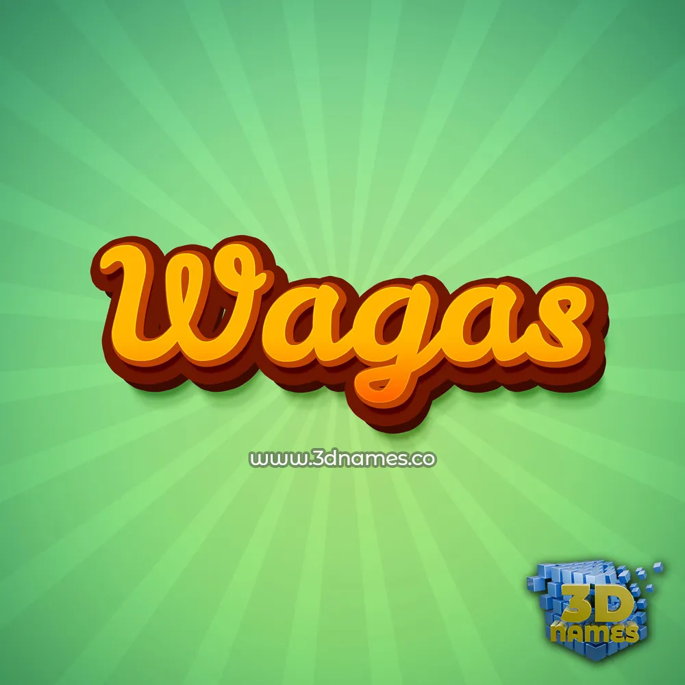 wagas in Green Rays style - 3D name wallpaper