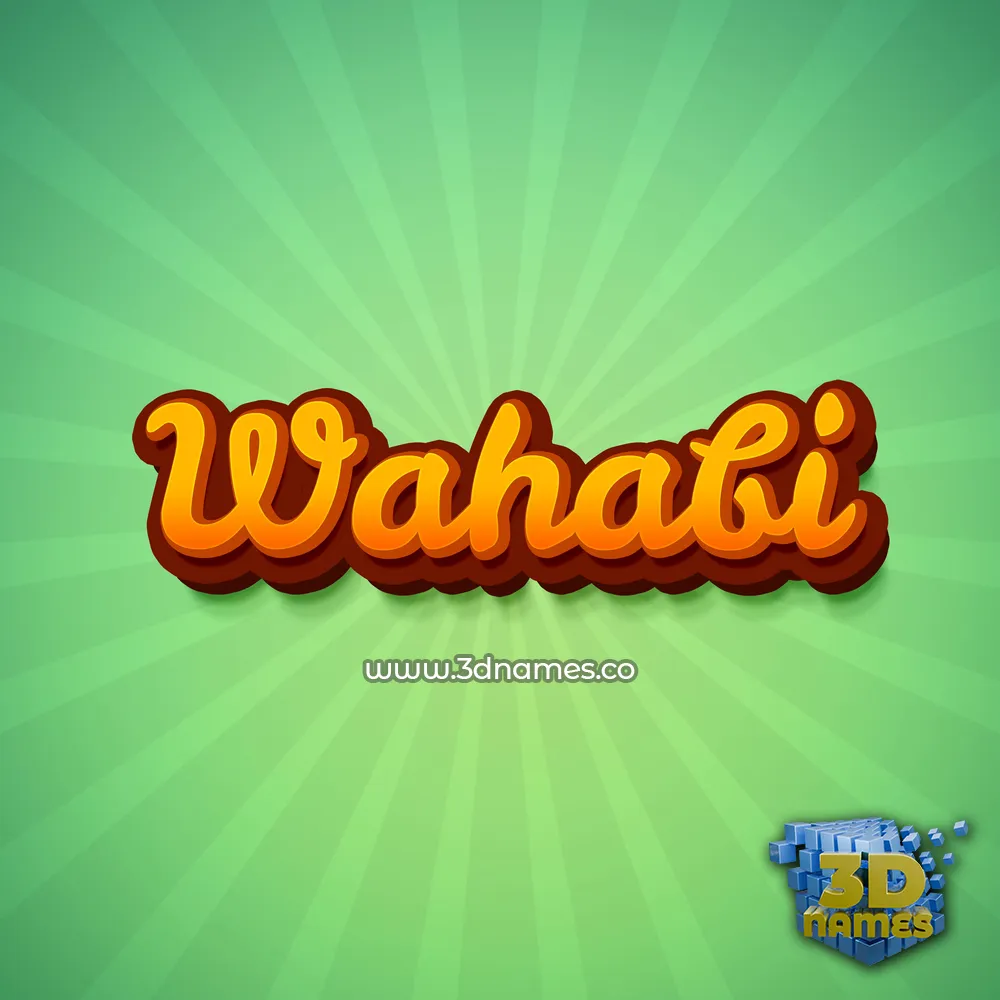 wahabi in Green Rays style - 3D name wallpaper