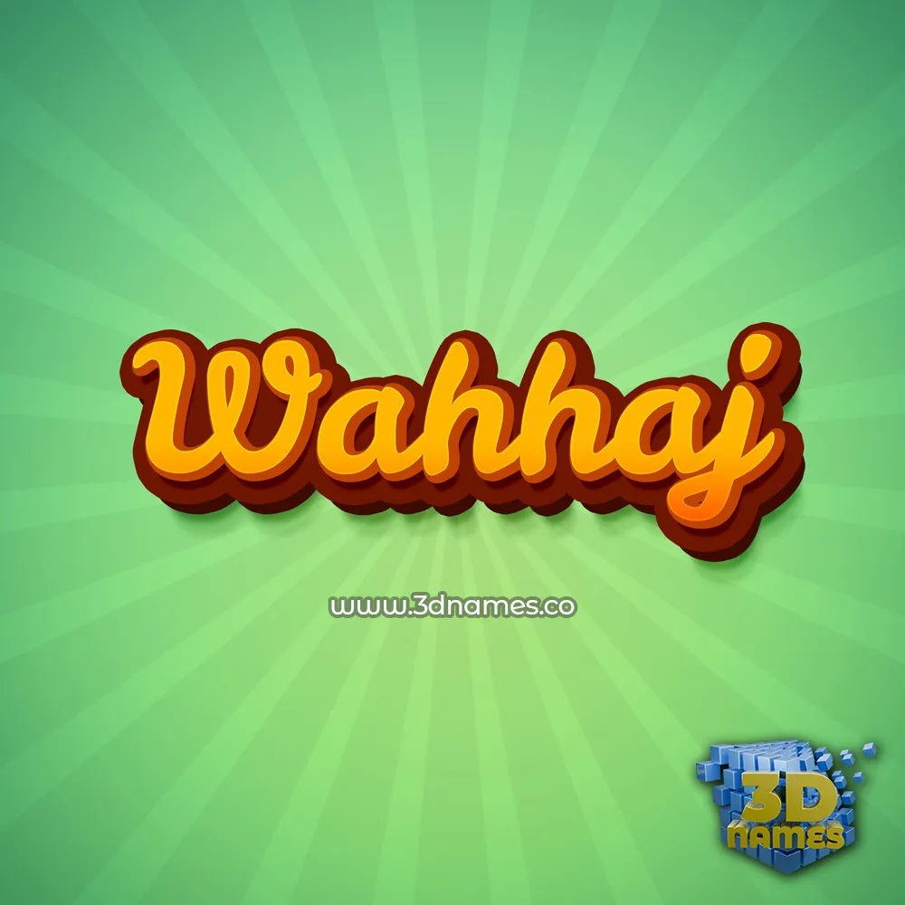 wahhaj in Green Rays style - 3D name wallpaper