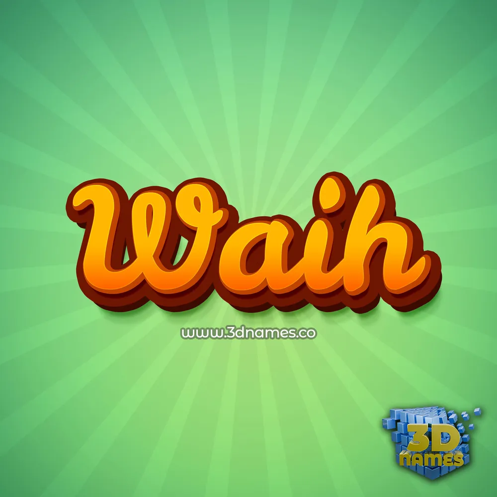 waih in Green Rays style - 3D name wallpaper