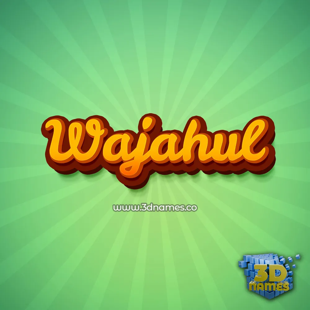 wajahul in Green Rays style - 3D name wallpaper