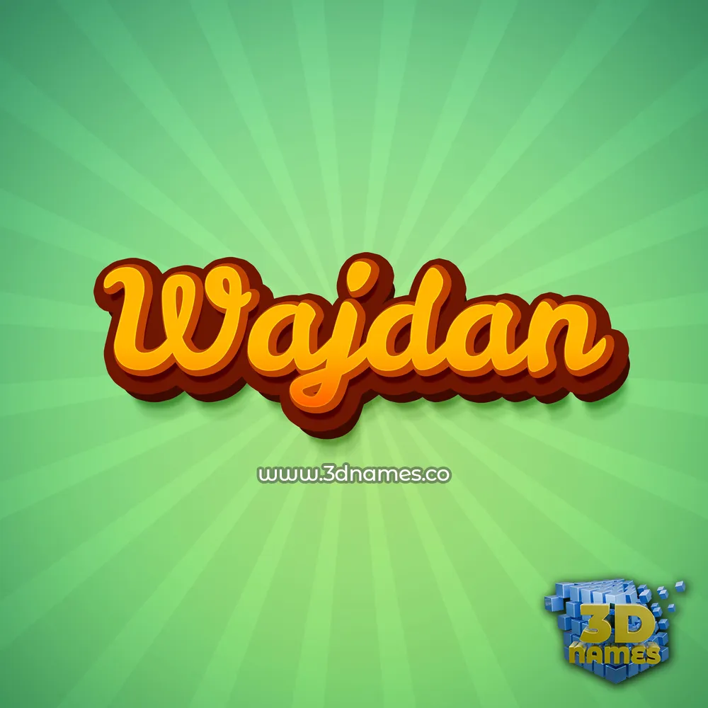 wajdan in Green Rays style - 3D name wallpaper