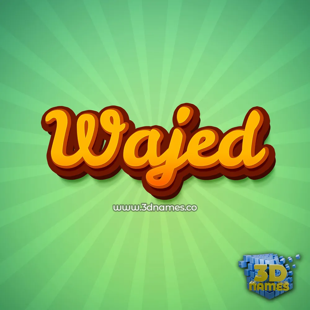 wajed in Green Rays style - 3D name wallpaper