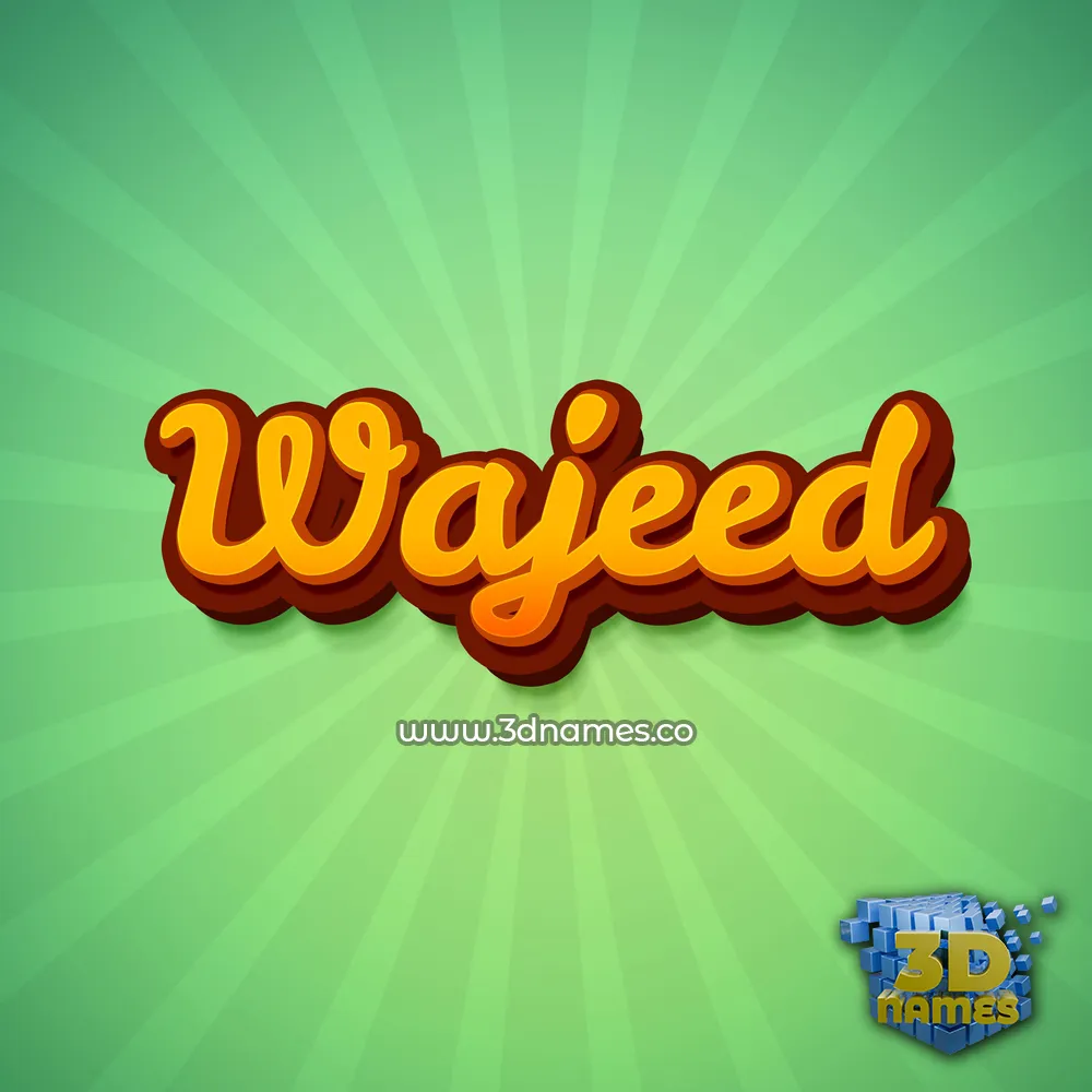 wajeed in Green Rays style - 3D name wallpaper