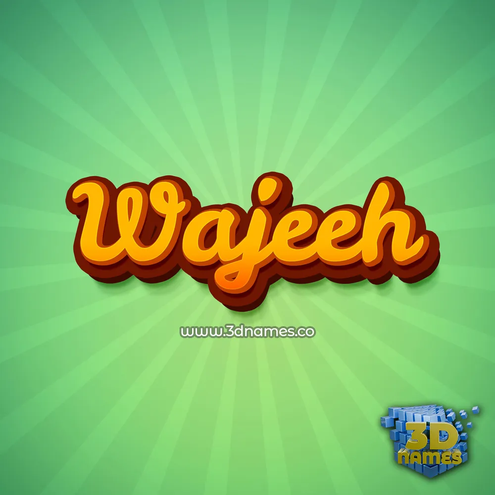 wajeeh in Green Rays style - 3D name wallpaper