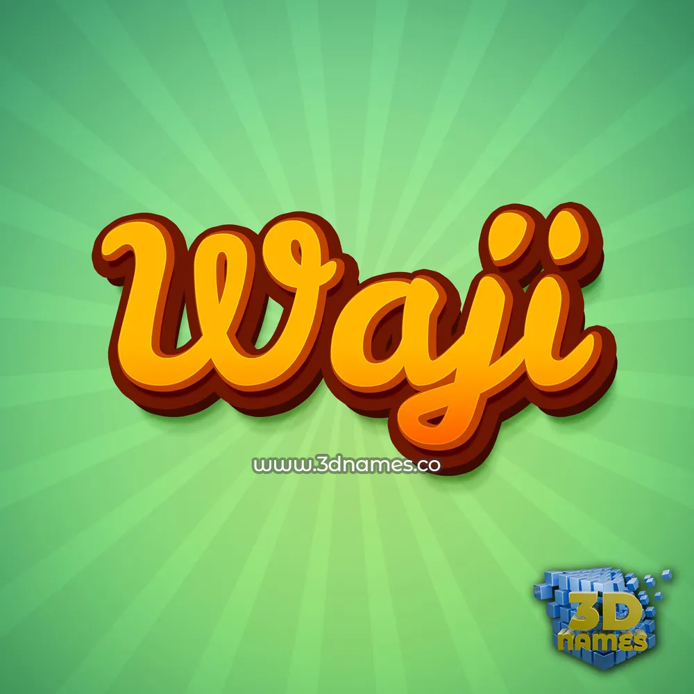 waji in Green Rays style - 3D name wallpaper