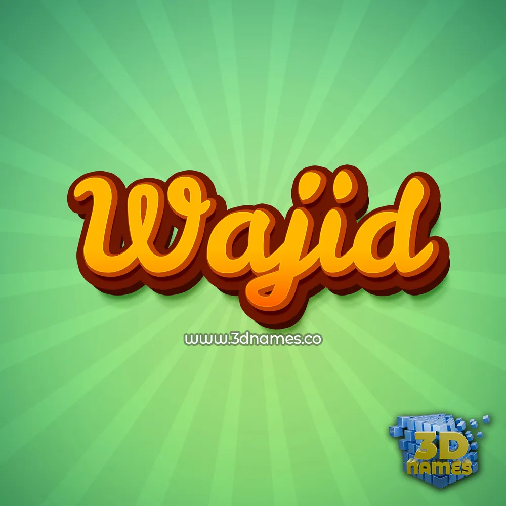 wajid in Green Rays style - 3D name wallpaper
