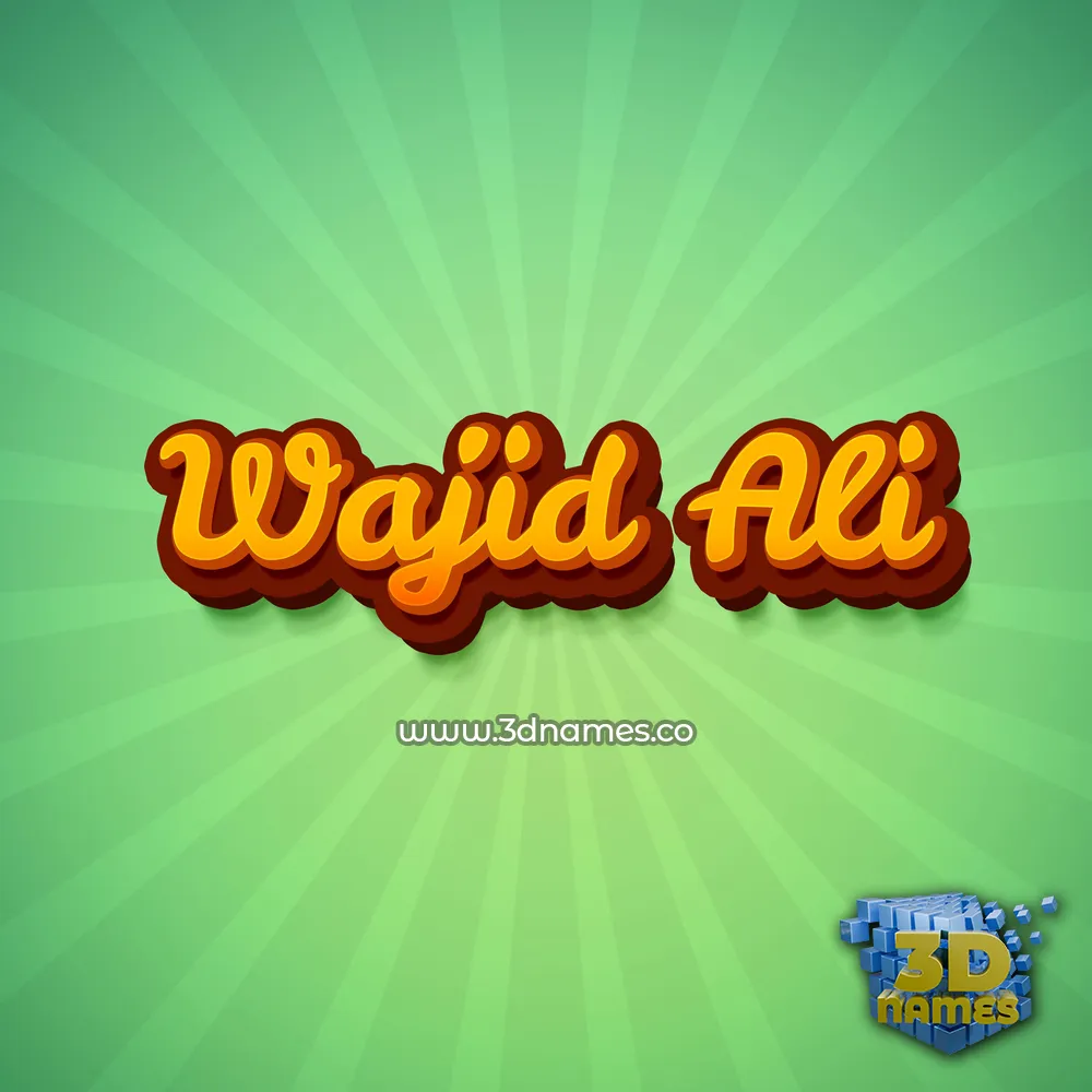 wajid ali in Green Rays style - 3D name wallpaper