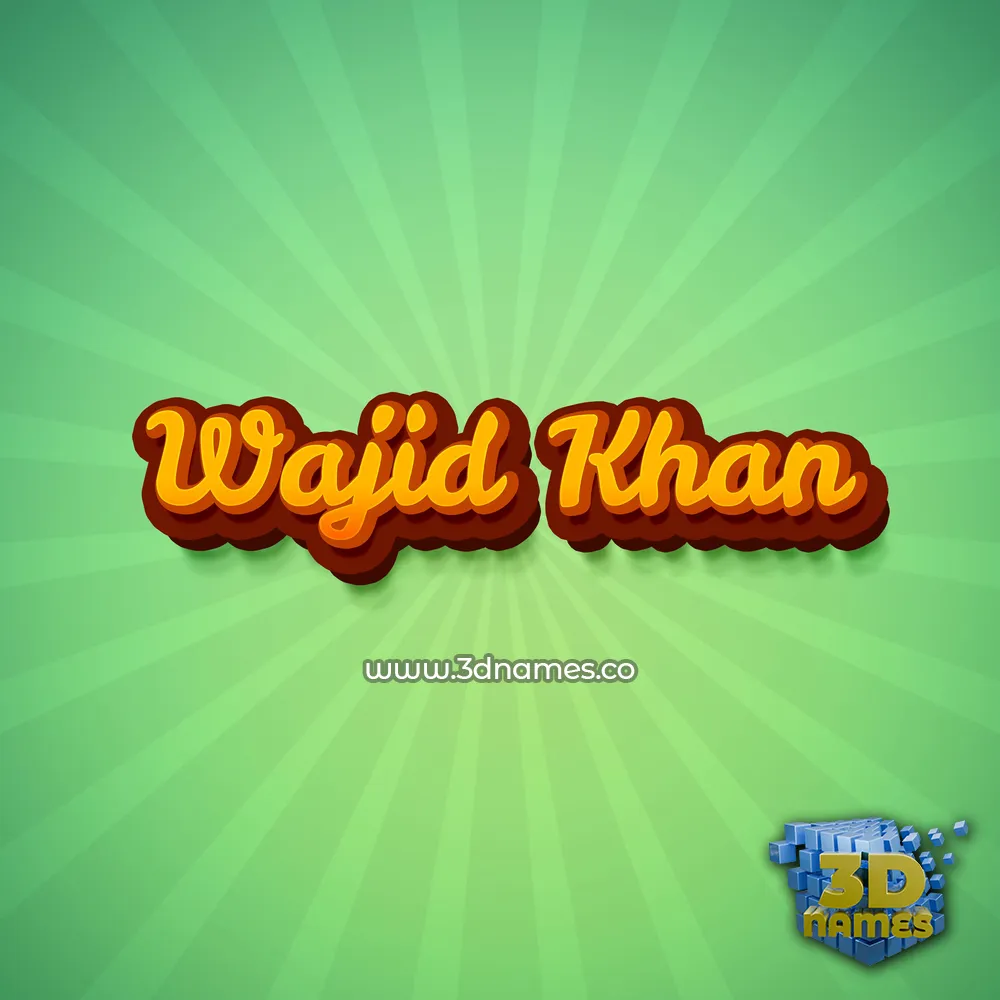 wajid khan in Green Rays style - 3D name wallpaper