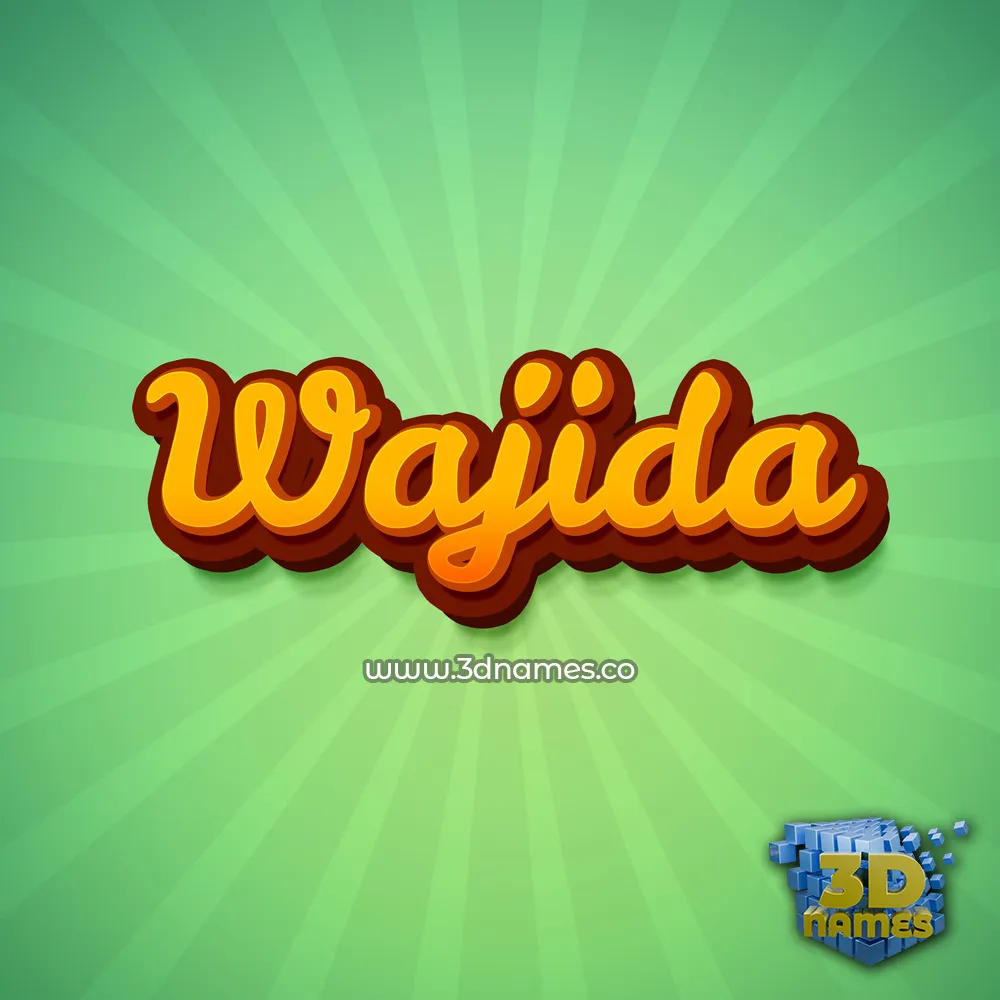 wajida in Green Rays style - 3D name wallpaper
