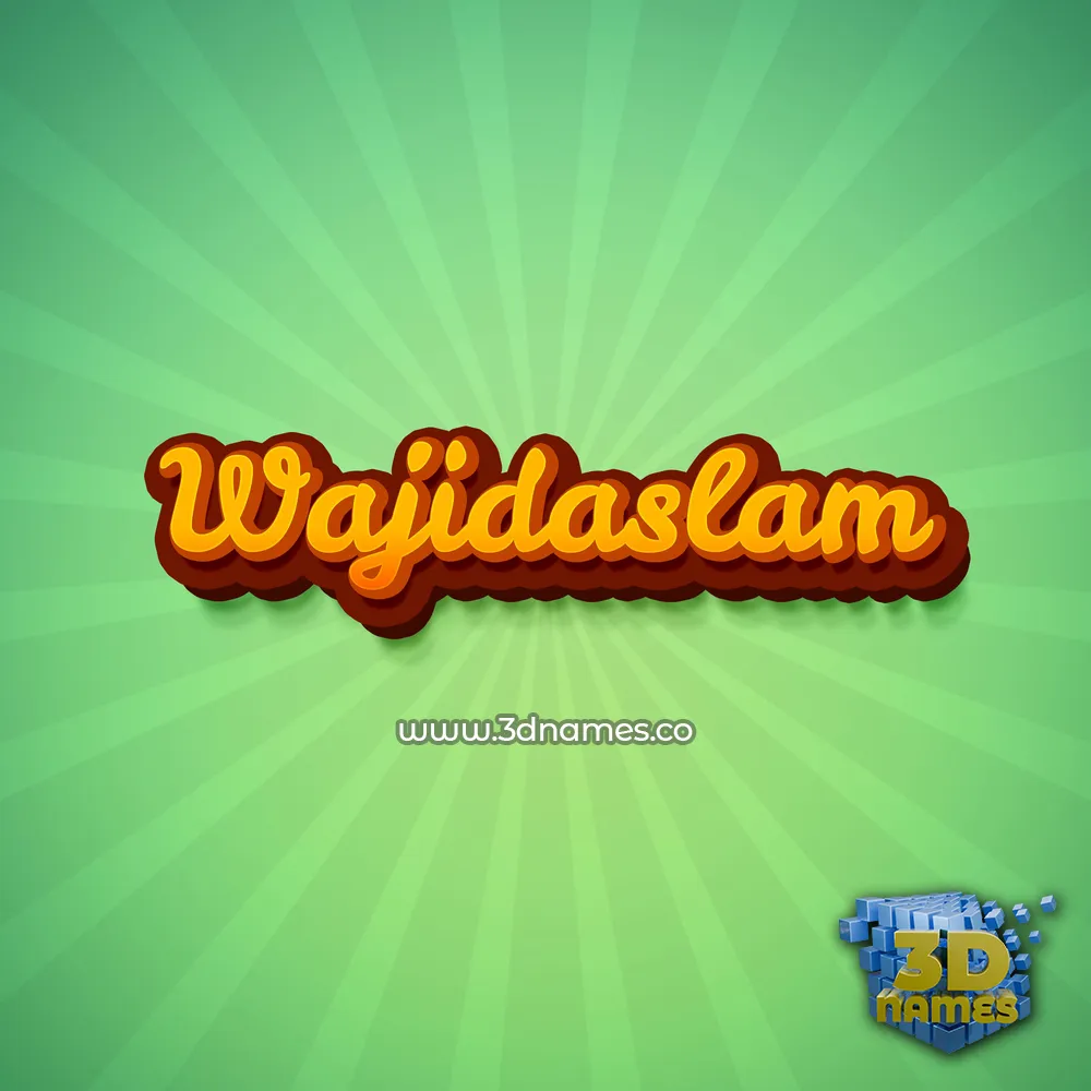 wajidaslam in Green Rays style - 3D name wallpaper