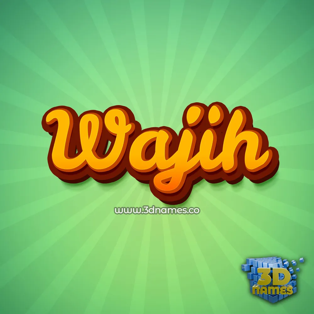 wajih in Green Rays style - 3D name wallpaper