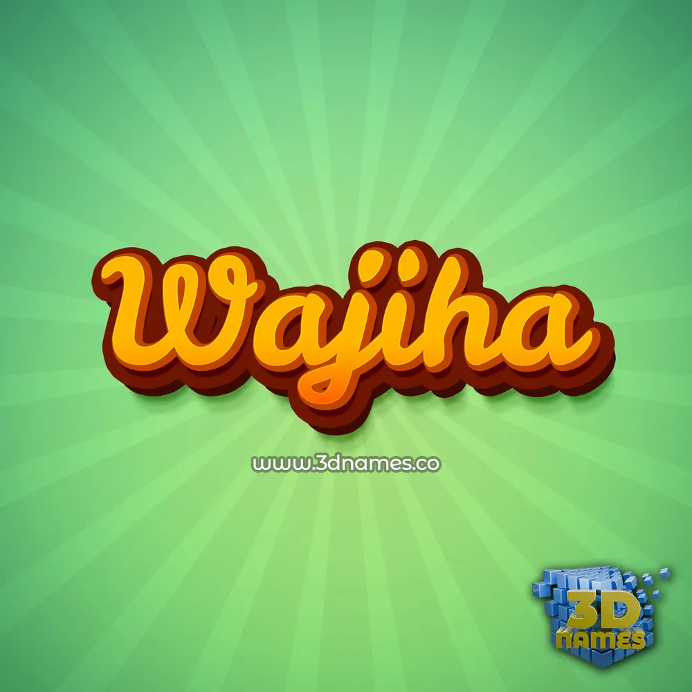 wajiha in Green Rays style - 3D name wallpaper
