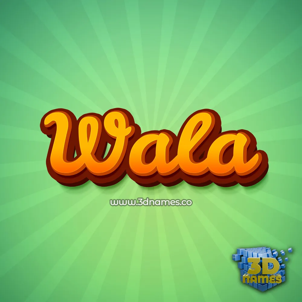 wala in Green Rays style - 3D name wallpaper