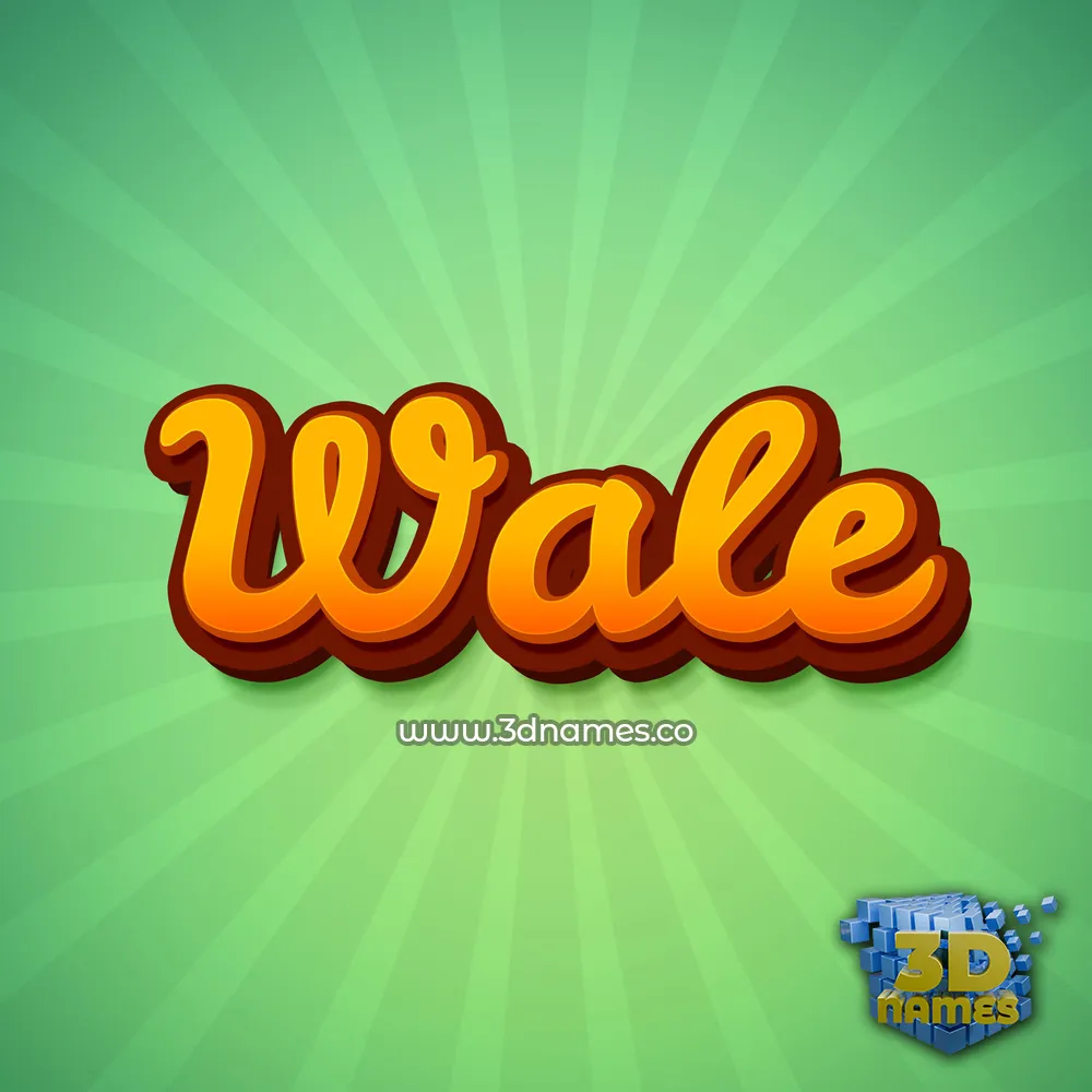 wale in Green Rays style - 3D name wallpaper