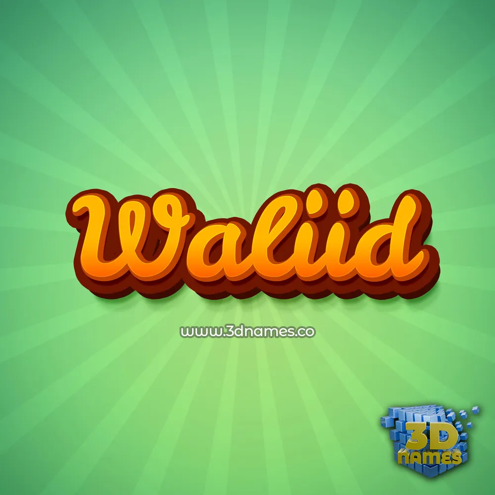 waliid in Green Rays style - 3D name wallpaper