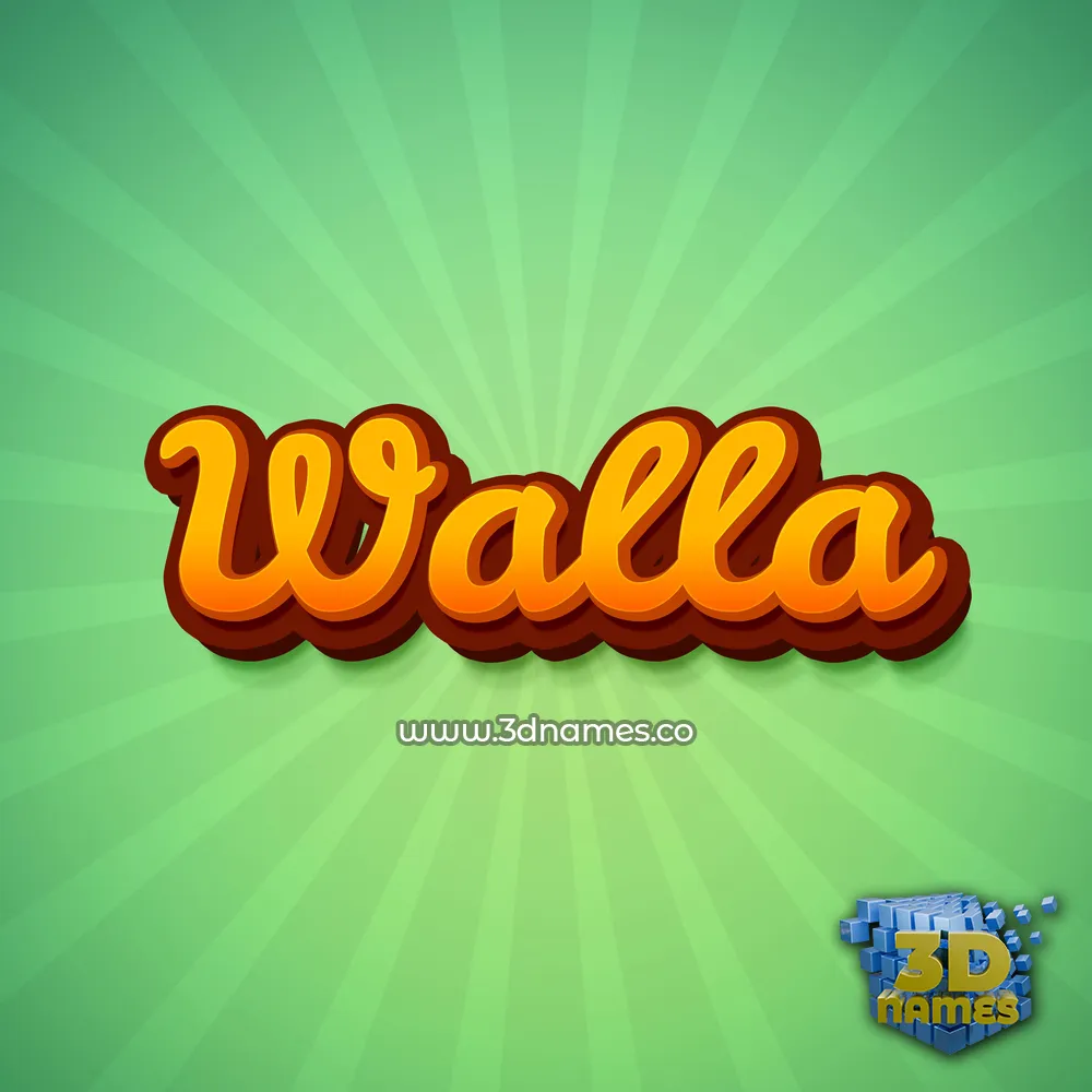 walla in Green Rays style - 3D name wallpaper