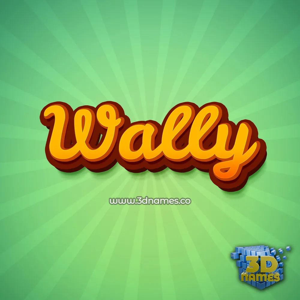 wally in Green Rays style - 3D name wallpaper