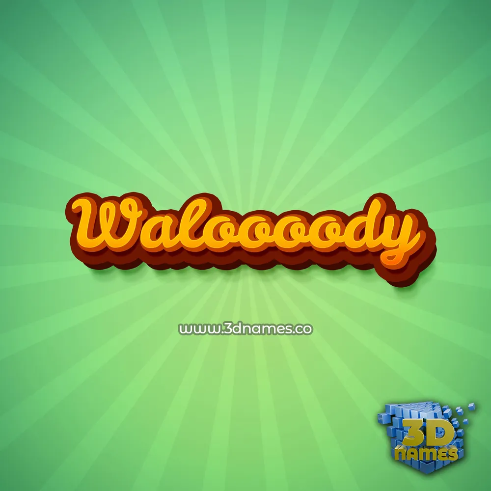 waloooody in Green Rays style - 3D name wallpaper
