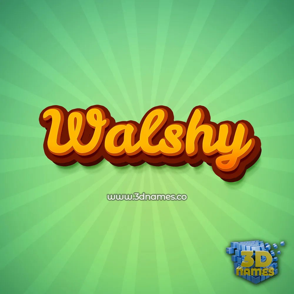walshy in Green Rays style - 3D name wallpaper