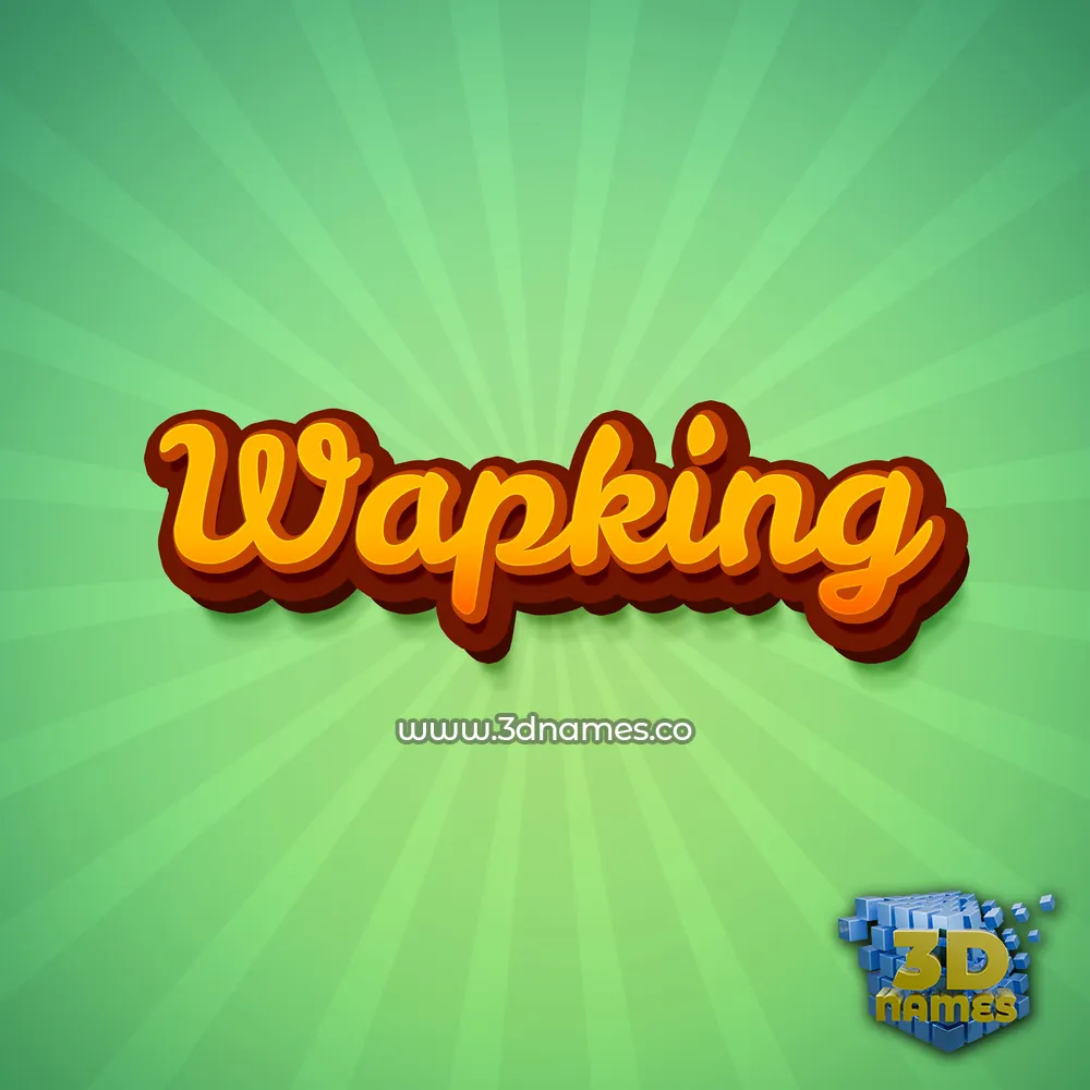 wapking in Green Rays style - 3D name wallpaper