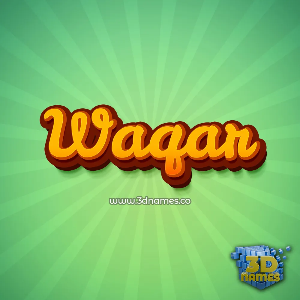 waqar in Green Rays style - 3D name wallpaper