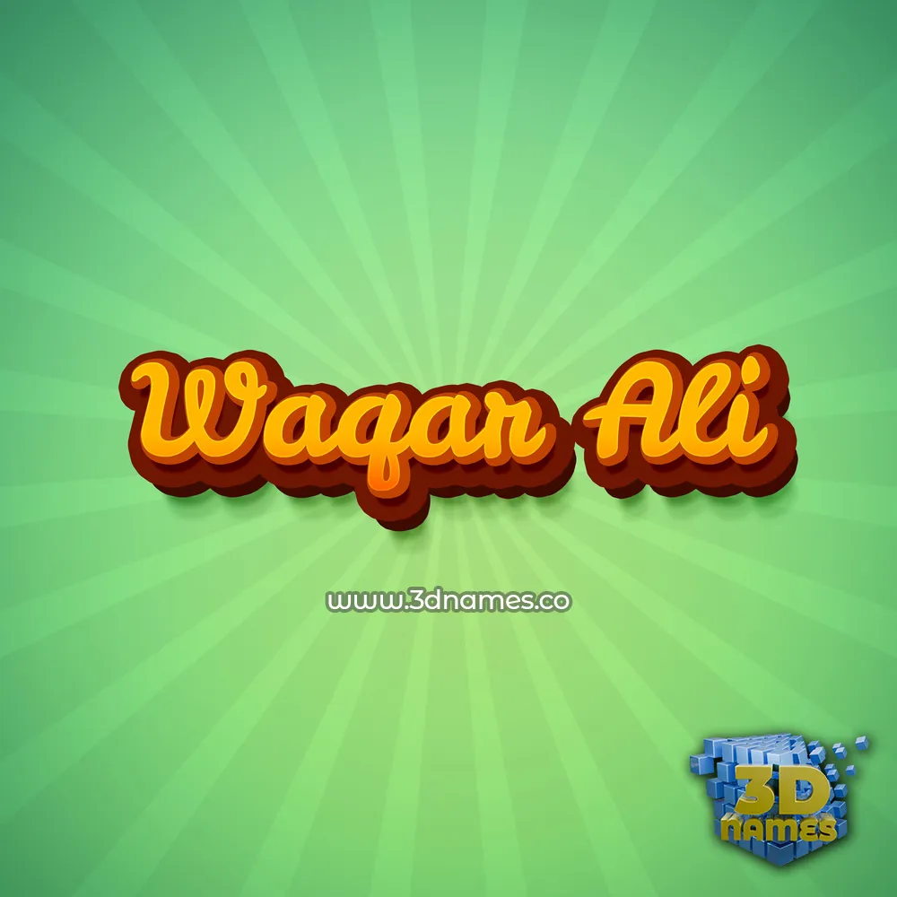 waqar ali in Green Rays style - 3D name wallpaper
