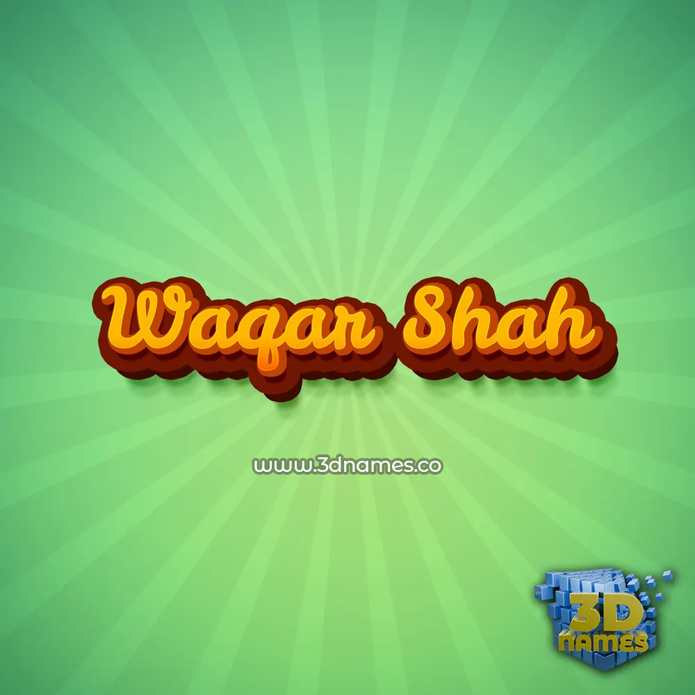 waqar shah in Green Rays style - 3D name wallpaper